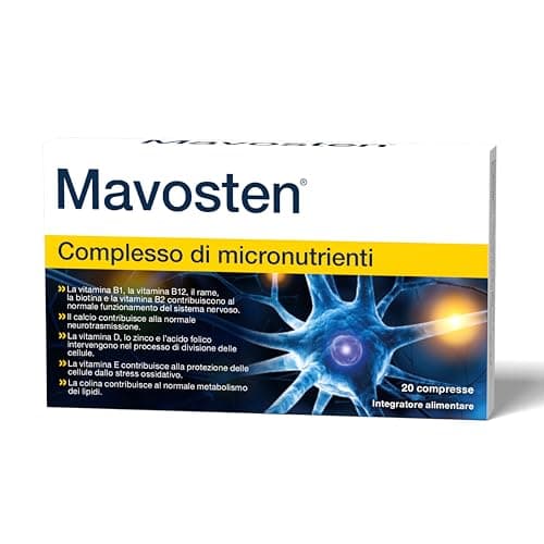 Mavosten® – Complesso di micronutrienti di alta qualità con acido alfa-lipoico (ALA), colina, 7 importanti vitamine del gruppo B e calcio, per favorire la salute dei nervi – 20 pezzi