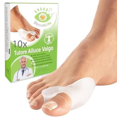 Tutore Alluce Valgo 10 pezzi Correttore Separatore in Morbido Silicone Protezione Dolore Borsite Distanziatore Raddrizza Dita a Martello Piedi Protettore Supporto Uomo Donna