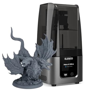 ELEGOO Mars 4 Ultra MSLA Stampante 3D in Resina, 3D Printer con LCD Monocromatico 9K, Connettività Wi-Fi, Livellamento senza sforzo, Pellicola di rilascio ACF, Dimensioni di 153,36x77,76x165mm³