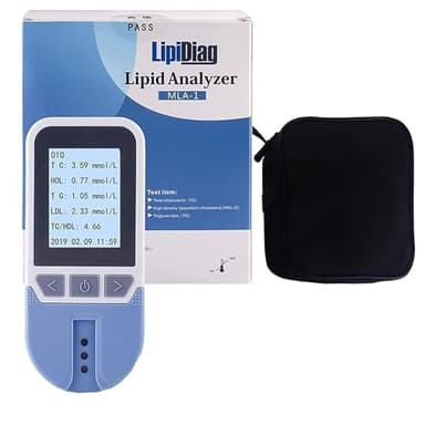 BLUEZY 4 in 1 Tester di Colesterolo Multifunzionale con 25 Strisce, Misuratore Colesterolo, Misuratore Colesterolo E Trigliceridi per La Misurazione del Colesterolo Totale, LDL, HDL A