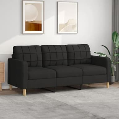 DJEKA Divano a 3 Posti, Divano 3 Posti, Divano Tre Posti, Divano 3 Posti Offerta, Divano Letto 3 Posti, Nero 180 cm in Tessuto
