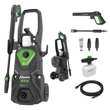 Ribimex Idropulitrice ad Alta Pressione RX4, 2200W, 160 Bar, 480 L/h, Getto Regolabile, Serbatoio Detergente 550 mL, Tubo da 5 m, Protezione IPX5, Arresto Automatico, Avvolgitubo Integrato - PRNHP04