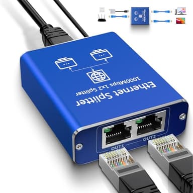 Goalake Switch Ethernet Splitter 2 Porte 1000Mbps Switch di Rete RJ45 LAN 1 a 2 sdoppiatore di rete Gigabit Con Cavo USB a Type-C Splitter Ethernet per Computer, HUB, Switch, Router,Set-top box, TV