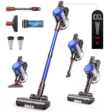 45kPa/550W/60Mins Aspirapolvere Senza Fili Potente Scopa Elettrica Senza Fili con tavoletta aromatica Aspirapolvere Verticale Anti-Avvolgimento Aspira Briciole per Pavimenti/Tappeti