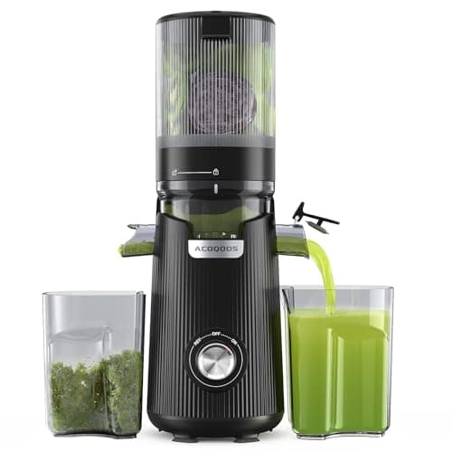 ACOQOOS Estrattore Frutta e Verdura, Apertura Larga da 135mm per Ananas Intero, 1.8L Capacità, 300W Centrifuga Lenta, 99% Nutrienti Preservati, BPA Free, Facile da Smontare e Pulire, Nero
