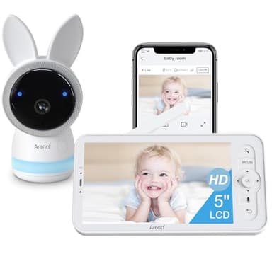 ARENTI 2K Baby Monitor WiFi, 355° Telecamera Bambini con Monitor, Baby Monitor Video con Visione Notturna, Rilevamento del Suono, Audio Bidirezionale, Sensore di Temperatura, Promemoria Allattamento
