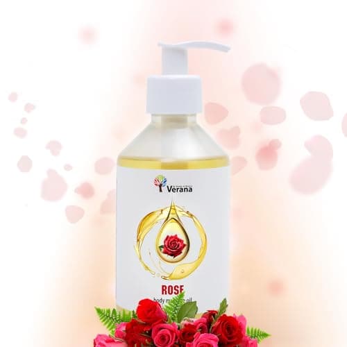 Verana Olio Per Massaggi Rose, Naturale, Senza OGM, Per il Corpo, Tonifica, Nutre e Idrata Anticellulite, Ripristina il Sistema Nervoso, Massaggio rigenerante e rivitalizzante, Aromaterapia 250ml