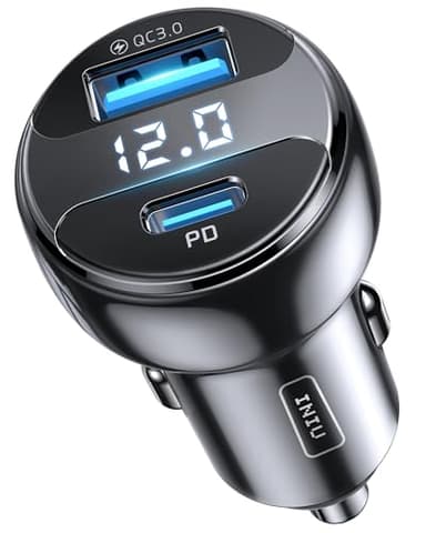 INIU Caricabatterie Auto USB C, Totale 66W 2 Porte (USB C + USB A) PD 3.0 4.0 QC Veloce Caricatore Auto compatibili con iPhone 16 15 14 13 12 Pro Max Huawei Samsung S21 note iPad MacBook Xiaomi