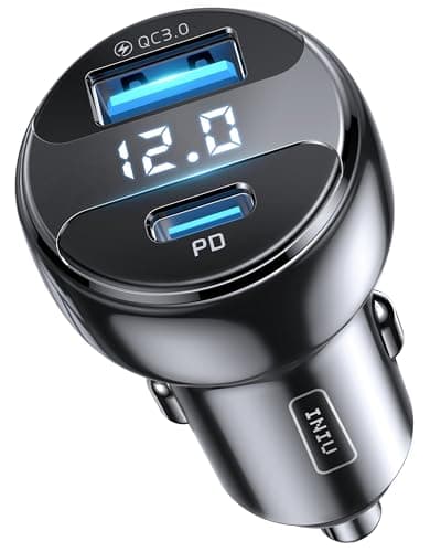 INIU Caricabatterie Auto USB C, Totale 66W 2 Porte (USB C + USB A) PD 3.0 4.0 QC Veloce Caricatore Auto compatibili con iPhone 16 15 14 13 12 Pro Max Huawei Samsung S21 note iPad MacBook Xiaomi