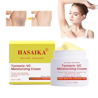 HASAIKA® Crema Schiarente Per La Pelle, Crema Curcuma, Crema Correttore Macchie Scure,Crema corpo per zone intime, Ascelle, collo, Ascelle, ginocchia, Interno Cosce