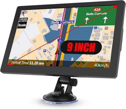 Navigatore GPS per Auto e Camion, 9 Pollici Mappe più Recenti 2025, Schermo Touch Supporto per Guida Vocale con Indicazioni di Direzione/Avvisi di Velocità