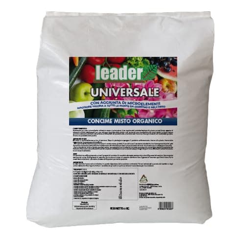 LEADER, Concime Universale Misto Organico, Dona Vigore a Tutte Le Piante Da Giardino e Da Orto, Coltivate in Vaso e Terra, Fornisce Il Giusto Apporto di Nutrienti, Formulazione Granulare da 5kg