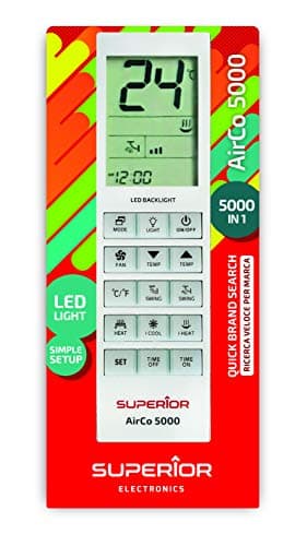 Superior AirCo 5000 - Telecomando Universale per Climatizzatori con 5000 Codici - Compatibile con le Principali Marche - Design Ergonomico e Funzione Timer Programmabile SUPCU005