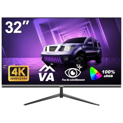 Gawfolk Display PC 4K UHD da 32 pollici, monitor per computer ultra nitido (3840×2160p), 100% sRGB, angolo di visione di 178°, porta HDMI、Display, compatibile con montaggio a parete 100 * 100MM - Nero