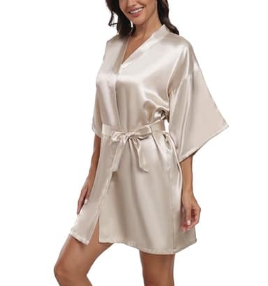 Trek Forte Accappatoio Corto da Donna in Raso Vestaglia Donna Kimono Sexy Pigiama Vestaglia Sposa e Damigelle