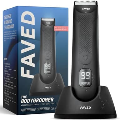 The Bodygroomer - nutshaver, Rasoio parti intime & corpo uomo, a prova di doccia, 90 min. di autonomia, luce LED, stazione di ricarica - rasa palle & schiena da Groomed Rooster