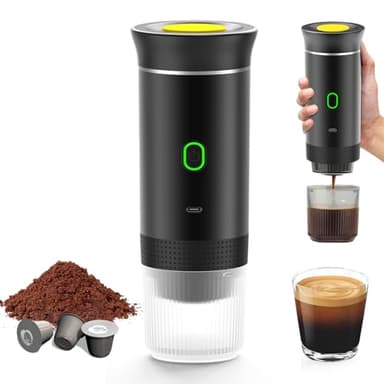 Macchina per caffè portatile, per caffè espresso e riscaldamento elettrico da viaggio, per 12 V auto e campeggio, caffettiera per campeggio, macchina da caffè portatile da viaggio, capsule caffè caffè