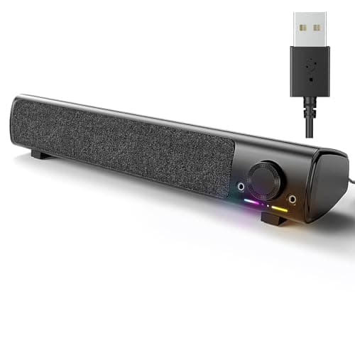 HPYLIF·H Altoparlante PC, Soundbar Gaming Altoparlante con jack per cuffie e microfono, funzionamento USB 3,5 mm, connettore AUX per computer portatili, Plug and Play (nero)