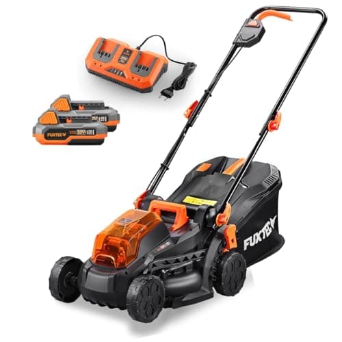 Fuxtec Tagliaerba Tosaerba a Batteria 2x20V (40V FX-E1RM20 Set con 2 batterie e Caricatore - Larghezza di Taglio di 33cm /Sacco raccoglierba 35L