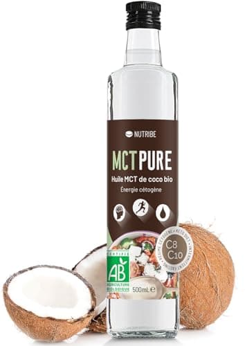 Olio di Cocco Biologico MCT C8 C10 Estratto per distillazione - 500ml. Formula Scientifica - Supporto Chetogenico, Perdita di Peso, Salute Cerebrale