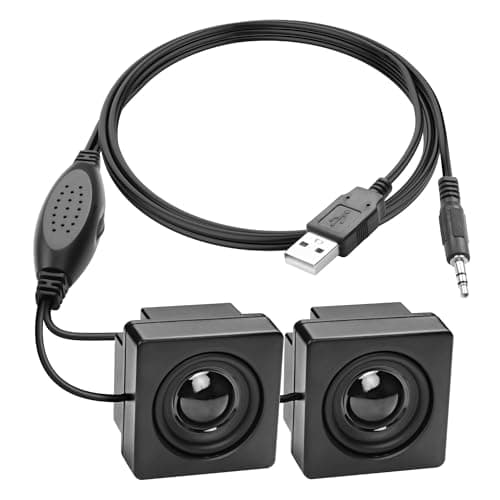 XMSJSIY Mini altoparlante per computer desktop, 3,5 mm, ingresso TRS, con regolazione del volume, USB Powered stereo, tipo nascosto, piccolo altoparlante per PC, laptop, telefono, notebook, 1,2 m, 3,9