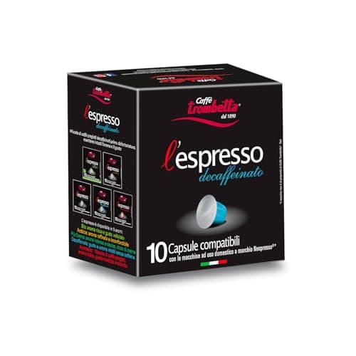Caffè Trombetta L'Espresso, Capsule Compatibili Nespresso, Decaffeinato - 10 Capsule