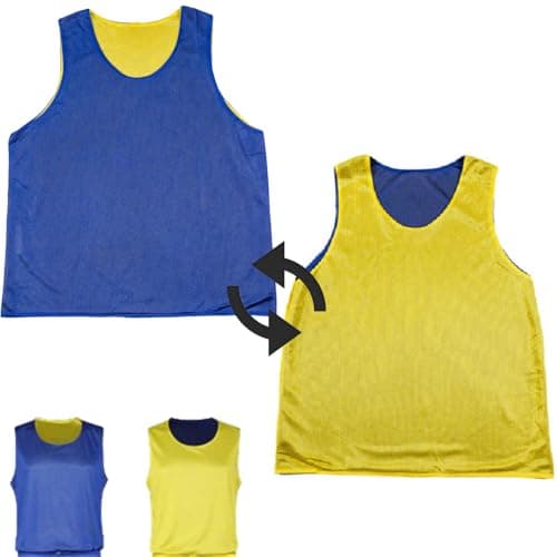 2 Pezzi Pettorina bilaterale Double Face da Allanamento,Reversible Calcetto per Bambini Ragazzi e Adulti,giallo,blu,Reversible Calcetto,Unisex,XXL,73 * 61 cm,per basket,calcio,pallavolo