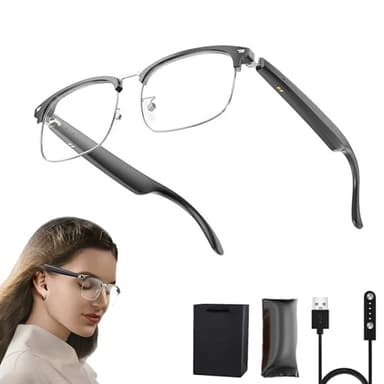 Occhiali Ai Smart Translator, Dispositivo Di Traduzione Istantanea Bidirezionale Che Supporta 138 Lingue, Lenti Anti-Luce Blu, Occhiali Ai Smart Con Microfono E Altoparlanti Integrati (Sliver)