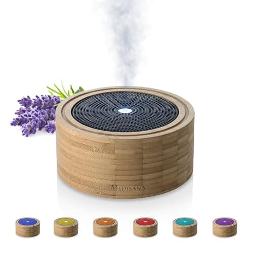 medisana | AD 625 | Diffusore d'aromi | Bambù | Fresco per ambienti | Deodorante aria | Lampada profumata con timer | Fragranza ambiente elettrico | Oli essenziali | Luce wellness in 6 colori | 100 ml