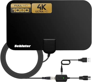 Antenna TV, Antenne TV Interna, Antenna HDTV Digitale 250+ Miglia Amplificata con Amplificatore di Segnale Support 4K HD/VHF/UHF per Home Smart Televisione/Radio