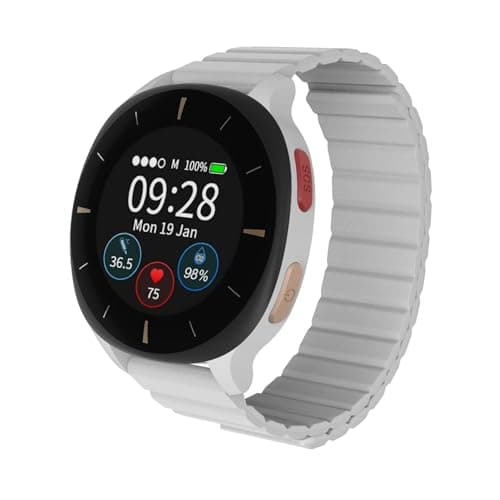 Monitor Salute Smartwatch -Audar E2- Bracciale Salvavita Anziani per Cardiofrequenzimetro,Pressione Sanguigna,SpO2,Temperatura, Cadut,Allarme SOS GPS,Dati Tramite Piattaforma Cloud IoT,IP67(10 Giorni)