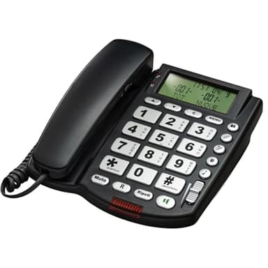 SAIET - Telefono Fisso Casa e Ufficio con Vivavoce e Display Multifunzione, con Tasti Grandi e Uso Intuitivo