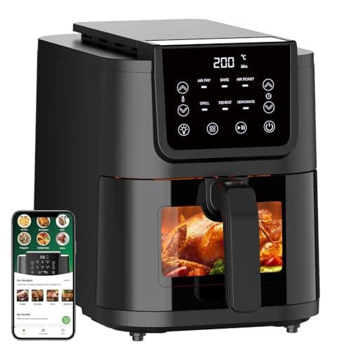 CHEFREE Friggitrice ad Aria 5 Litri, 1500W Air Fryer Resistente alle Macchie, Forno ad Aria 90% Senza Olio con Finestra Visibile, Miglior Friggitrice ad Aria Versatile 40-200°C, Ricette Online AFW01