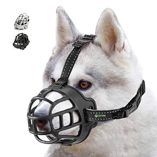 ILEPARK Cesto Museruola per Cane, Morbido Museruola Cane, Respirare Liberamente E Regolabile Cinturino, Prevenire Mordere, Abbaiare E Masticare (Taglia 4, Nero)