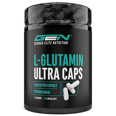 L-Glutammina - 365 capsule - Dosaggio extra alto con 1100 mg per capsula - 6600 mg per dose giornaliera - L-Glutammina pura e ultrafine - Nessun additivo indesiderato