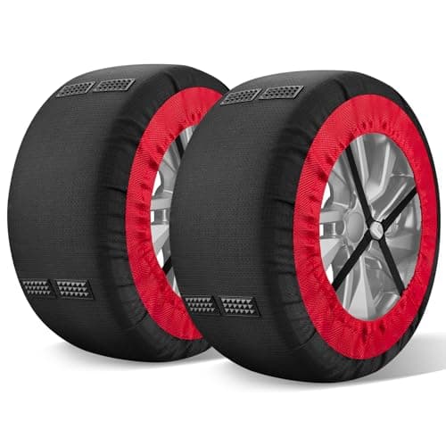 Calze da Neve Omologate Italia EN 16662-1,Catene da neve tessili omologate e ad alta sicurezza - Kit di 2 catene per auto + guanti