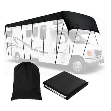 LFLIFENG Telo per Camper Tessuto Oxford 210D Copertura Camper A Prova di Vento, Pioggia E Neve Telo Copri Camper Telo Antigrandine per Camper,Black-6.5m×3m