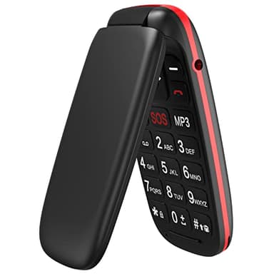 USHINING GSM Telefono Cellulare per Anziani, Telefono Cellulare a Conchiglia con Tasti Grandi Funzione SOS, Cellulare per Anziani Facile da Usare - Nero