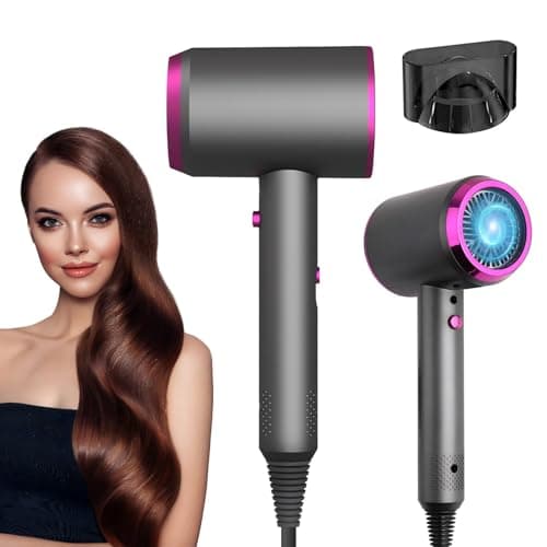 Asciugacapelli Professionale Ionico Asciugacapelli, phon capelli 1250W Asciugatura Rapida in 3 Impostazioni, Aria Fredda/calda, Pulsante Aria Fredda, Concentrateur Grigio