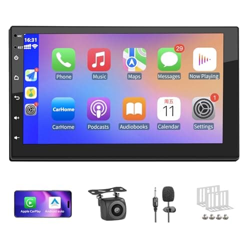 [2GB+32GB] Autoradio 2 Din con 7 Pollici Touchscreen Stereo Auto Supporta Wireless Carplay, Autoradio Bluetooth con telecamera 4K, microfono, Bluetooth Vivavoce, Mirror Link, GPS/WiFi