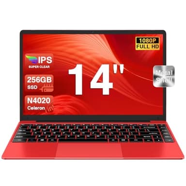 bvate PC Portatile 14 Pollici Notebook Win 11 Computer 256GB 1080P 2.4G+5G Supporta La Scheda SSD La Scheda TF Estesa, Wireless Bluetooth Mouse Wifi, Italiana Tastiera - Rossa