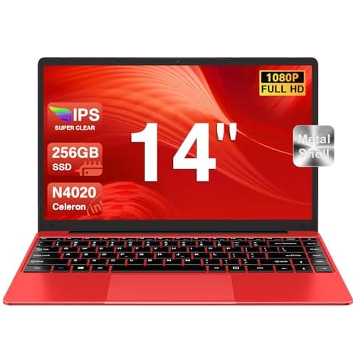 bvate PC Portatile 14 Pollici Notebook Win 11 Computer 256GB 1080P 2.4G+5G Supporta La Scheda SSD La Scheda TF Estesa, Wireless Bluetooth Mouse Wifi, Italiana Tastiera - Rossa