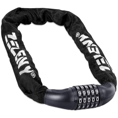 ZELENY Lucchetto Bici, Catena Bici ad Alta Sicurezza con Catena ispessita e Codice a 5 Cifre, Senza Chiave, 90 cm, Lega ad Alta Resistenza, Catena Antifurto per Bicicletta, Scooter, Moto, Cancello