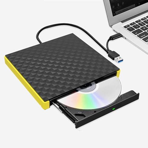 RUOVXWU Lettore CD DVD Esterno Portatile, Masterizzatore DVD Esterno, Lettore CD Esterno per Pc Desktop Tower, Disco Esterno Ultra Slim USB 3.0 Type-C, compatibile con Windows 11/10/8.1/7/XP, Linux