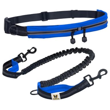 Guinzaglio Corsa per Cani di Hundefreund | Mani Libere con Chiusura in vita elastico da 120 fino a 180 cm per cani medi e grandi | Per fare jogging, correre, passeggiare