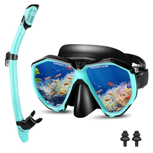 Farerkass Maschera Subacquea Adulti, Maschera Snorkeling Con Occhiali Da Immersione E Boccaglio Asciutto, Anti-Perdita E Anti-Appannamento Maschera Snorkeling Adulto, Temperato Maschera Panoramica