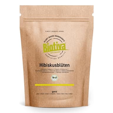Tè ai fiori di ibisco Bio 250g - Tè ai fiori di ibisco di alta qualità essiccato - Imbottigliato e controllato in Germania - Biotiva