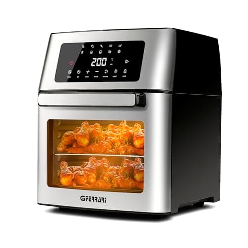 G3 Ferrari G10182, Friggisano EVO 15L, Forno Air Fryer, Friggitrice ad aria 15 Litri, 1700W, 10 programmi, 40 - 200°C, Capacità XXL, Display digitale, Accessori e ricettario inclusi, Nero, Acciaio