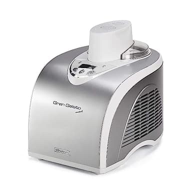 Ariete 693 Gran Gelato Metal - Gelatiera Autorefrigerante con Compressore - Gelati e Sorbetti - Cestello Removibile 1 L - Display LCD - Argento