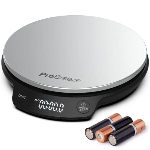 Pro Breeze Bilancia da Cucina Digitale - bilancia di precisione da cucina in acciaio inossidabile, di alta precisione per cucinare in g/ml/fl oz/lb oz
